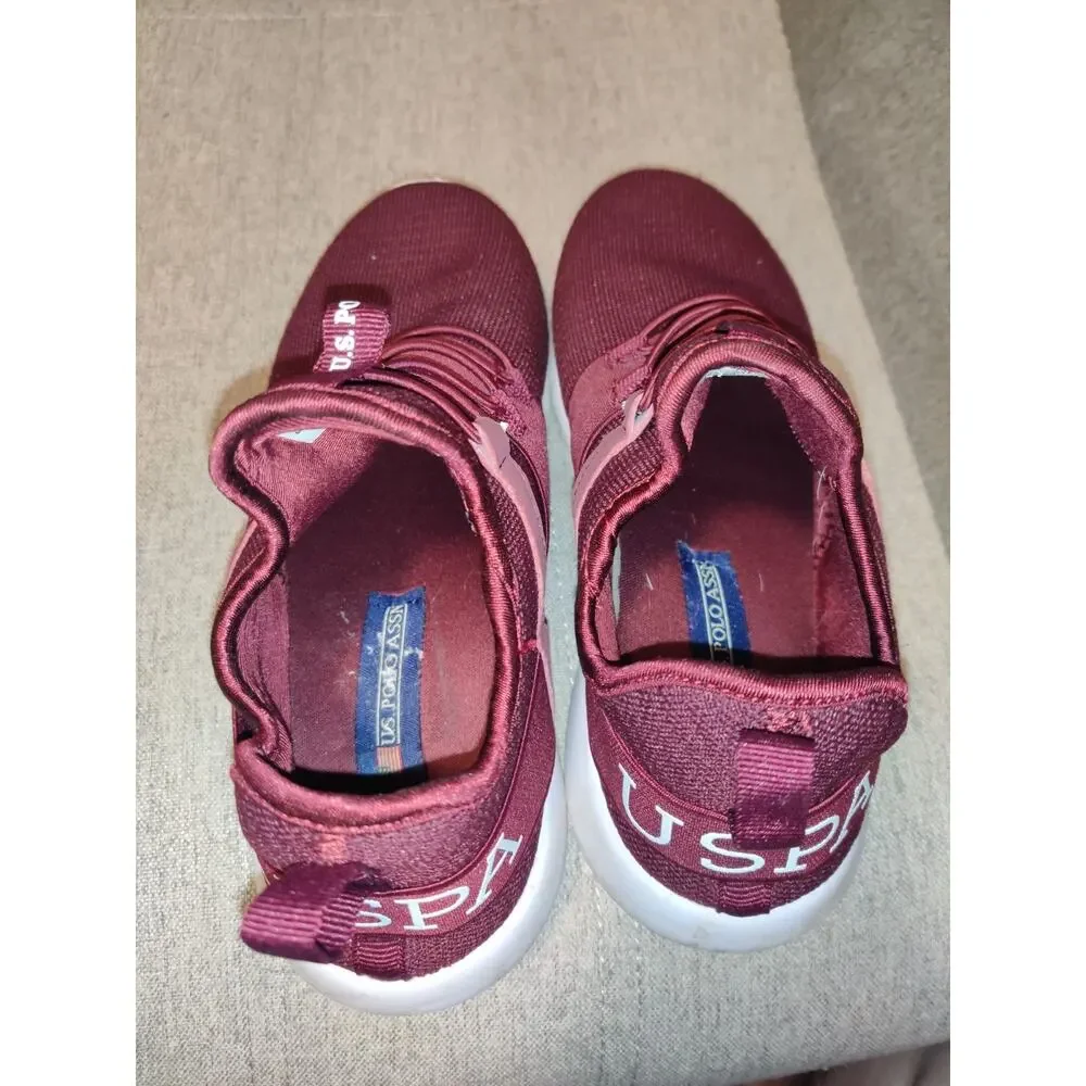 US Polo Assn Women's Slip-On Sneakers Size 10 Red Burgundy / White
